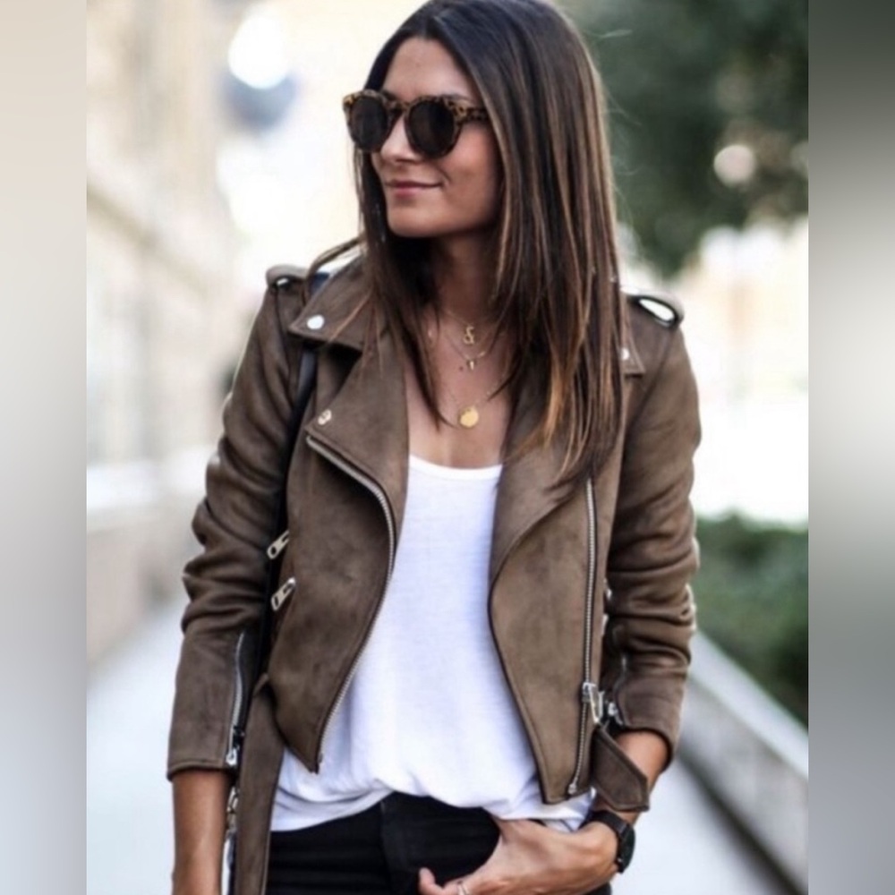 Zara Faux Suede Moto Jacket